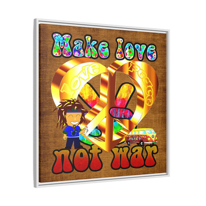 love peace - framed canvas art (brown papyrus)