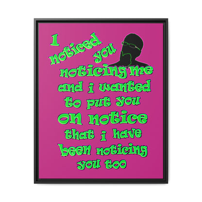 noticed you noticing - framed canvas art (pink)