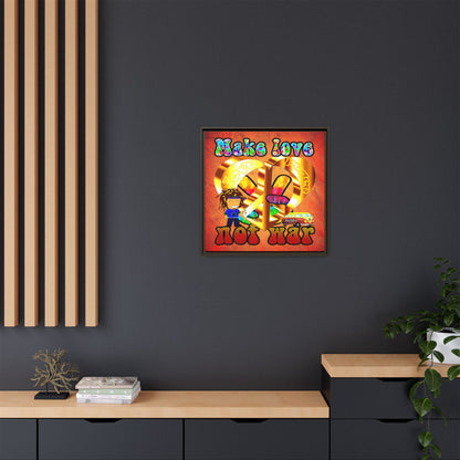 love peace - framed canvas art (burnt orange)