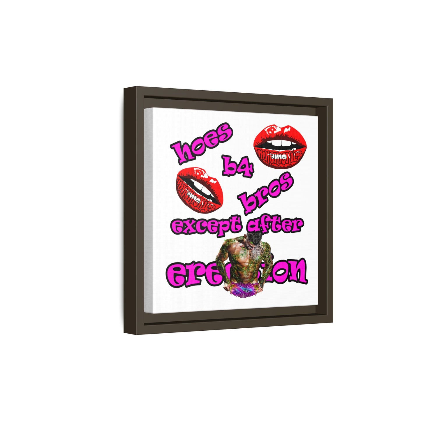 hoes b4 bros - framed canvas art (white)