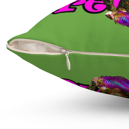 hoes b4 bros - Spun Polyester Square Pillow - (green)