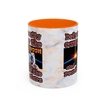 defy conquer reach - Accent Mug (white marble)