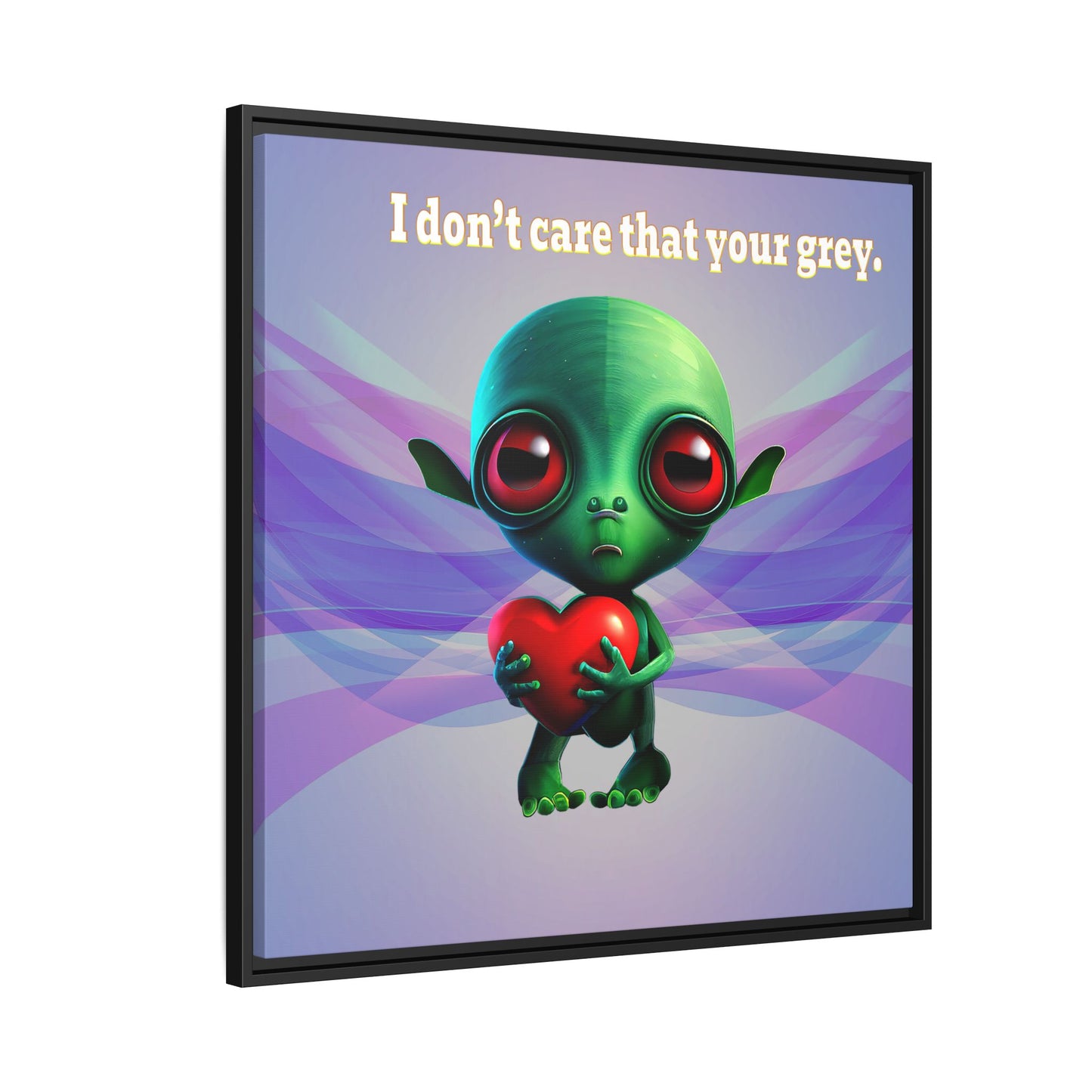 I don't care that your grey - framed canvas art (light blue-pink wave)