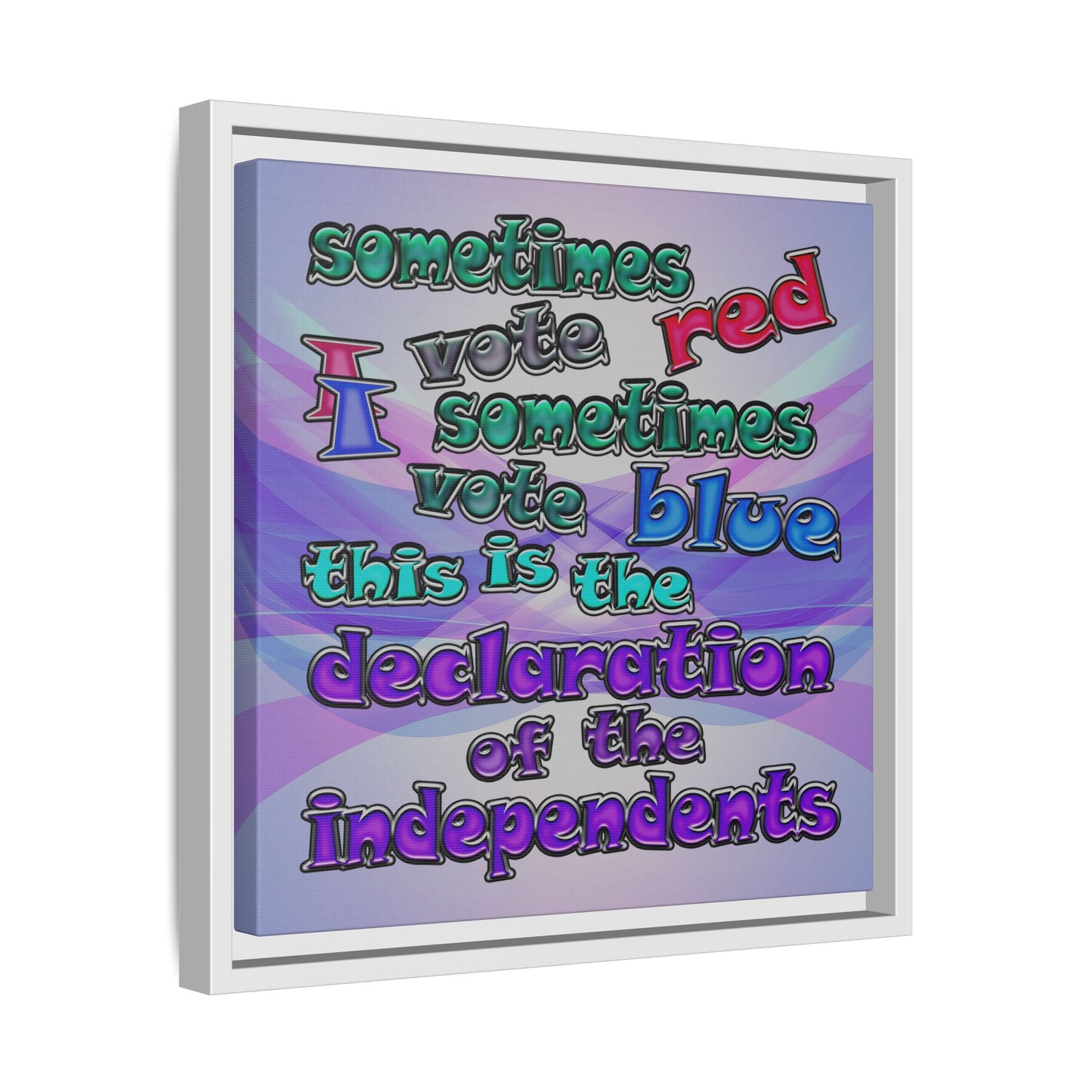 declaration of the independents - framed canvas art (light blue-pink wave)