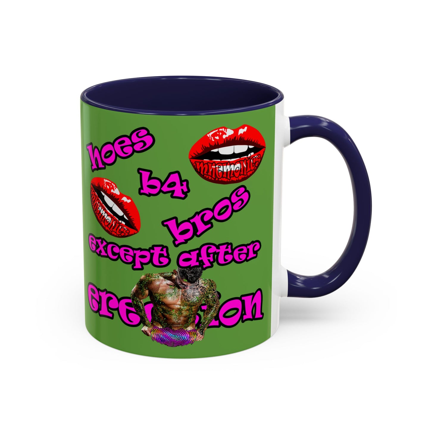 hoes b4 bros - Accent Mug (green)