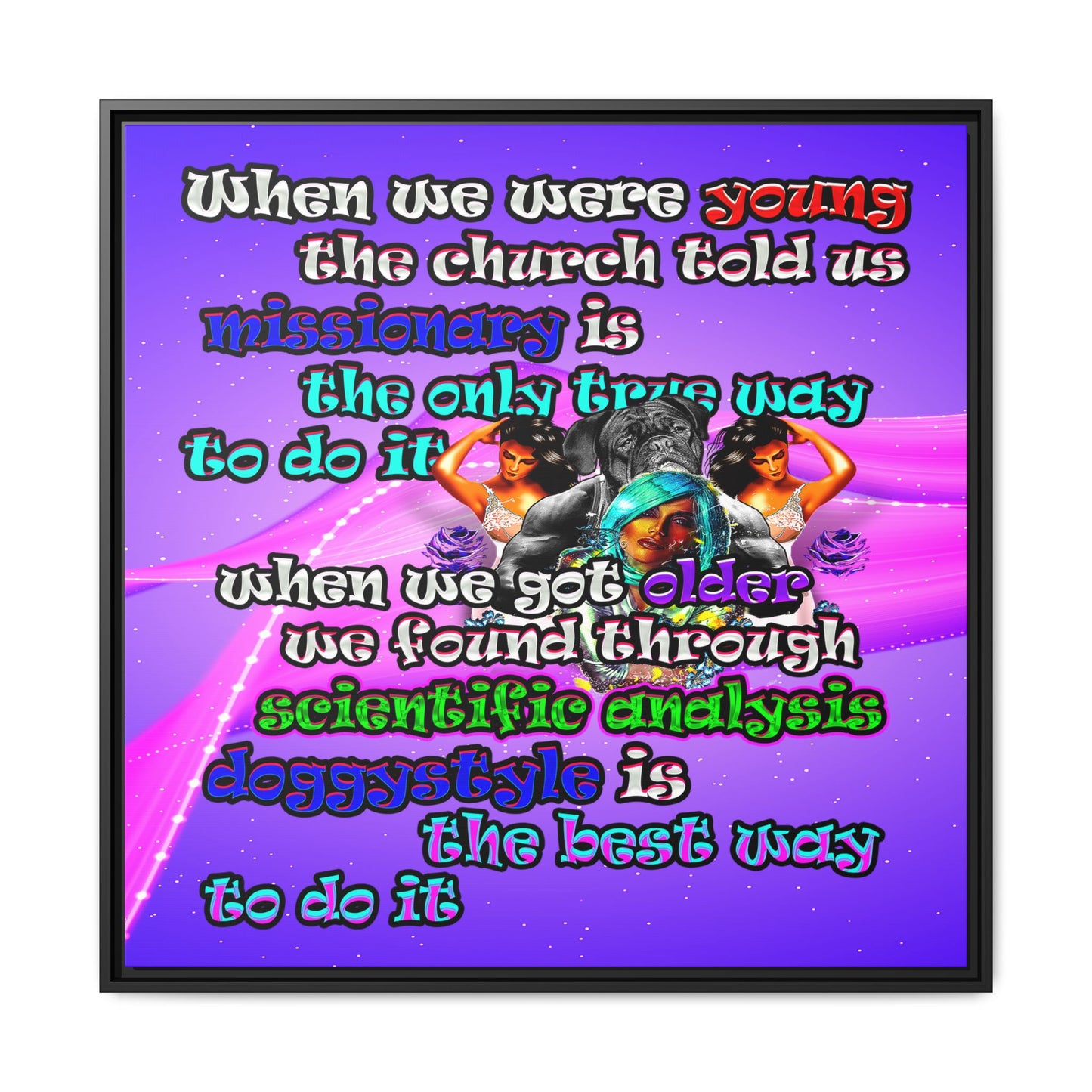 doggystyle - framed canvas art (purple-pink wave)