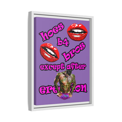 hoes b4 bros - framed canvas art (light purple)