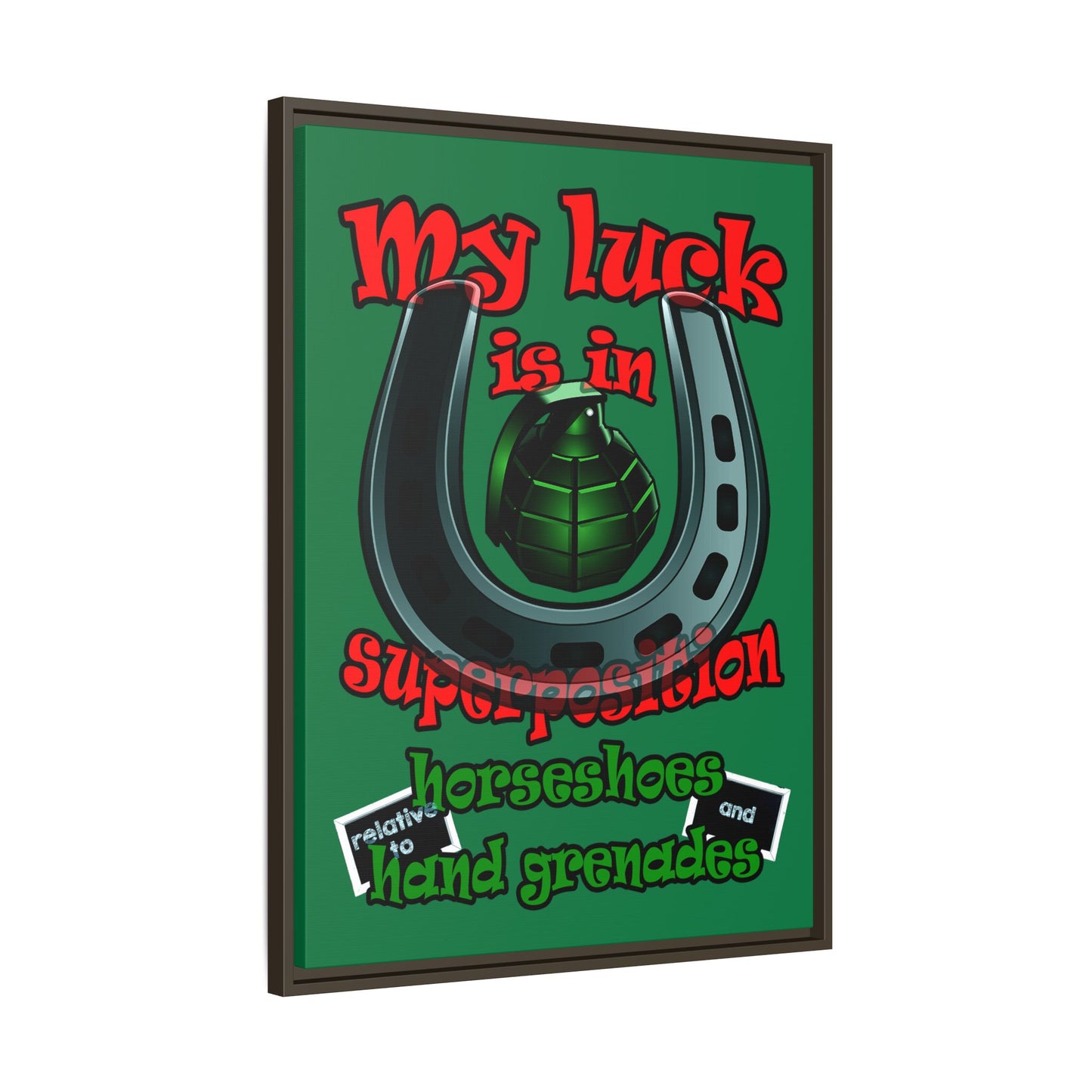 my luck - framed canvas art (dark green)