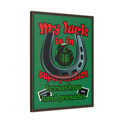 my luck - framed canvas art (dark green)