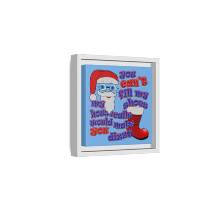 santa's shoes - framed canvas art (light blue)