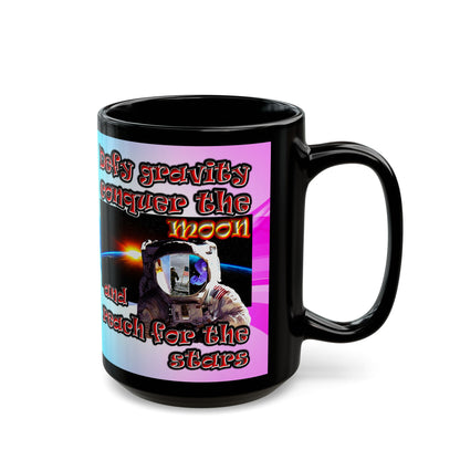 defy conquer reach - Black Mug (light blue-pink wave)