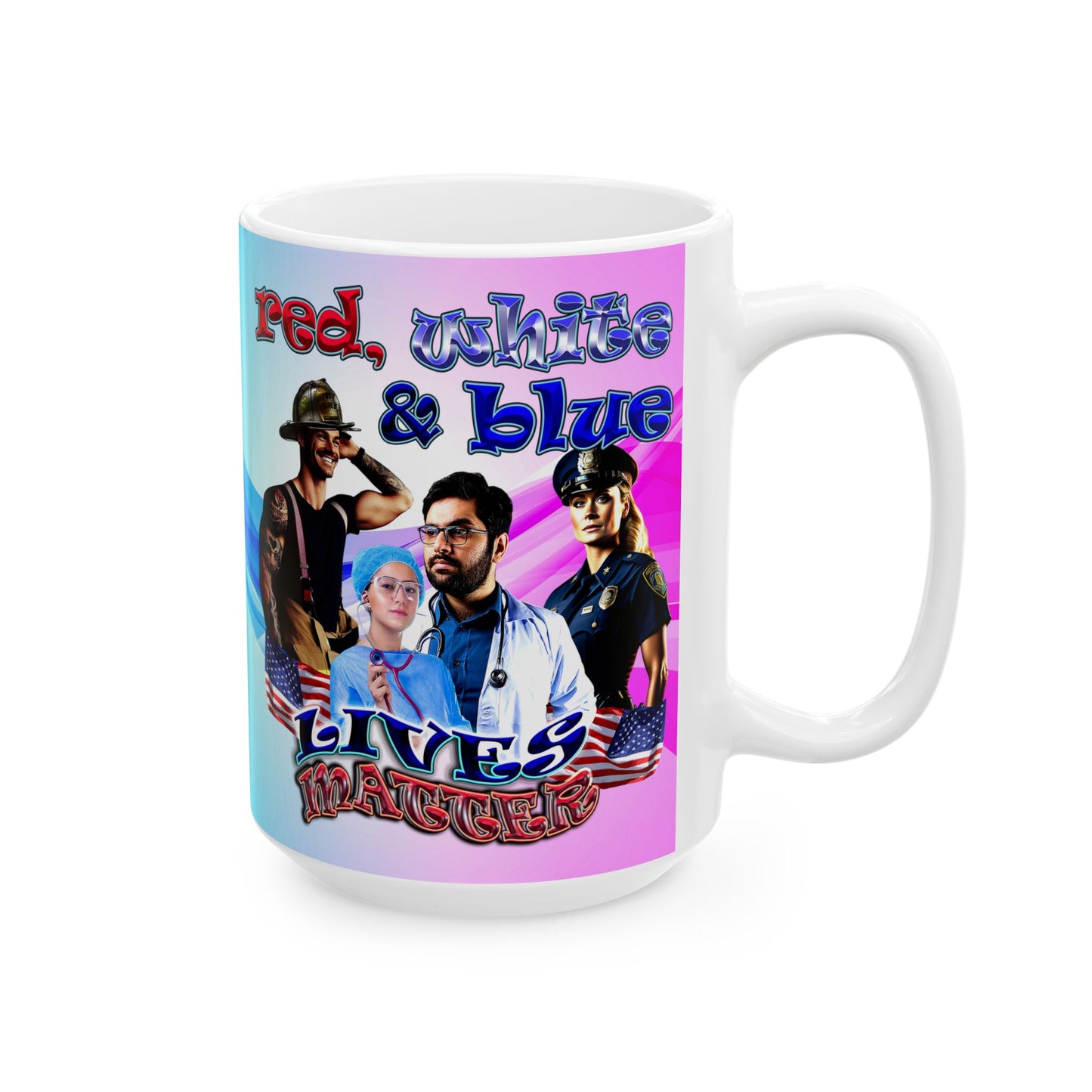 rw&b lives matter - White Mug (light blue-pink wave)