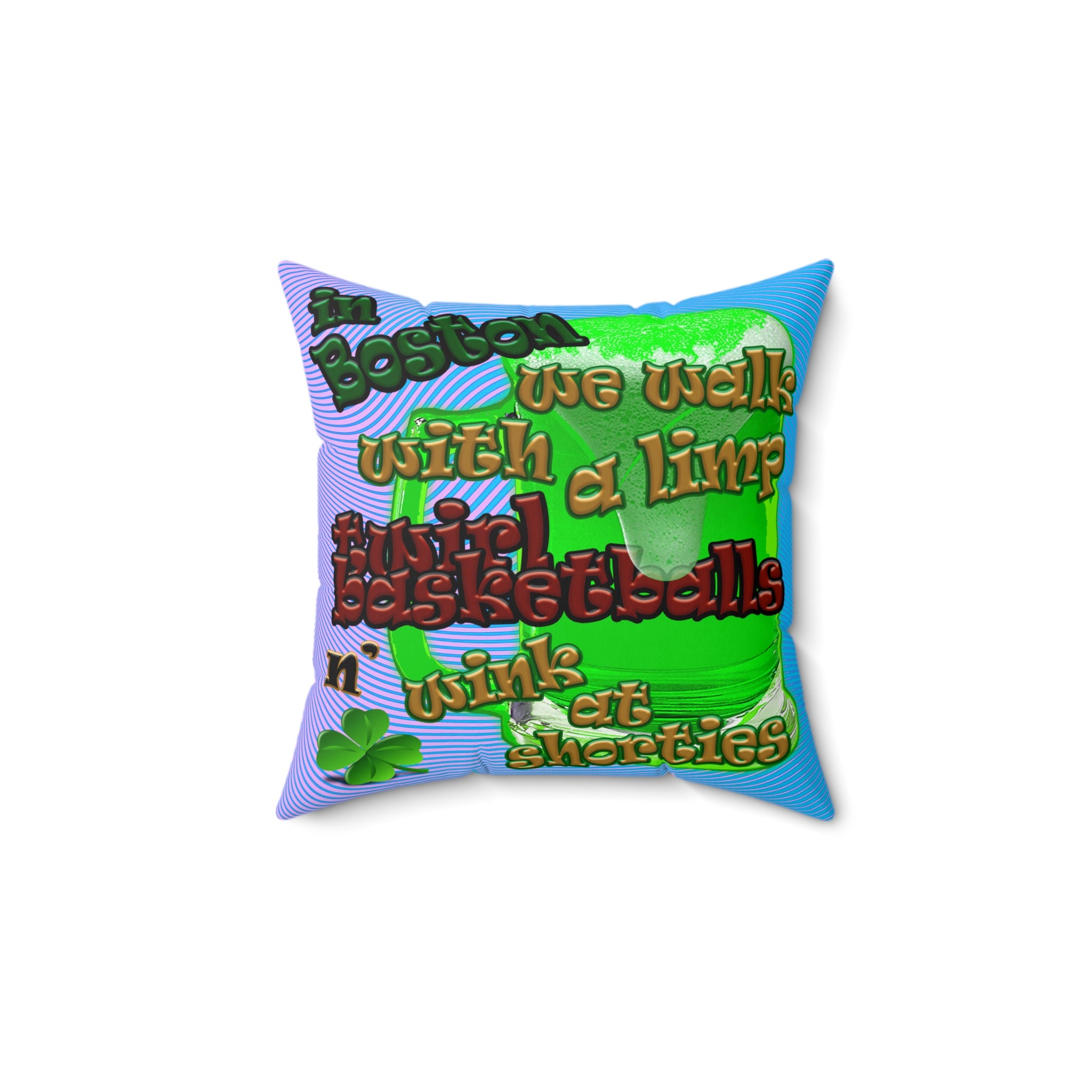 celtics logo - Spun Polyester Square Pillow - (light blue-purple wave)