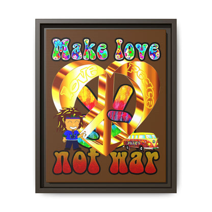 love peace - framed canvas art (brown)