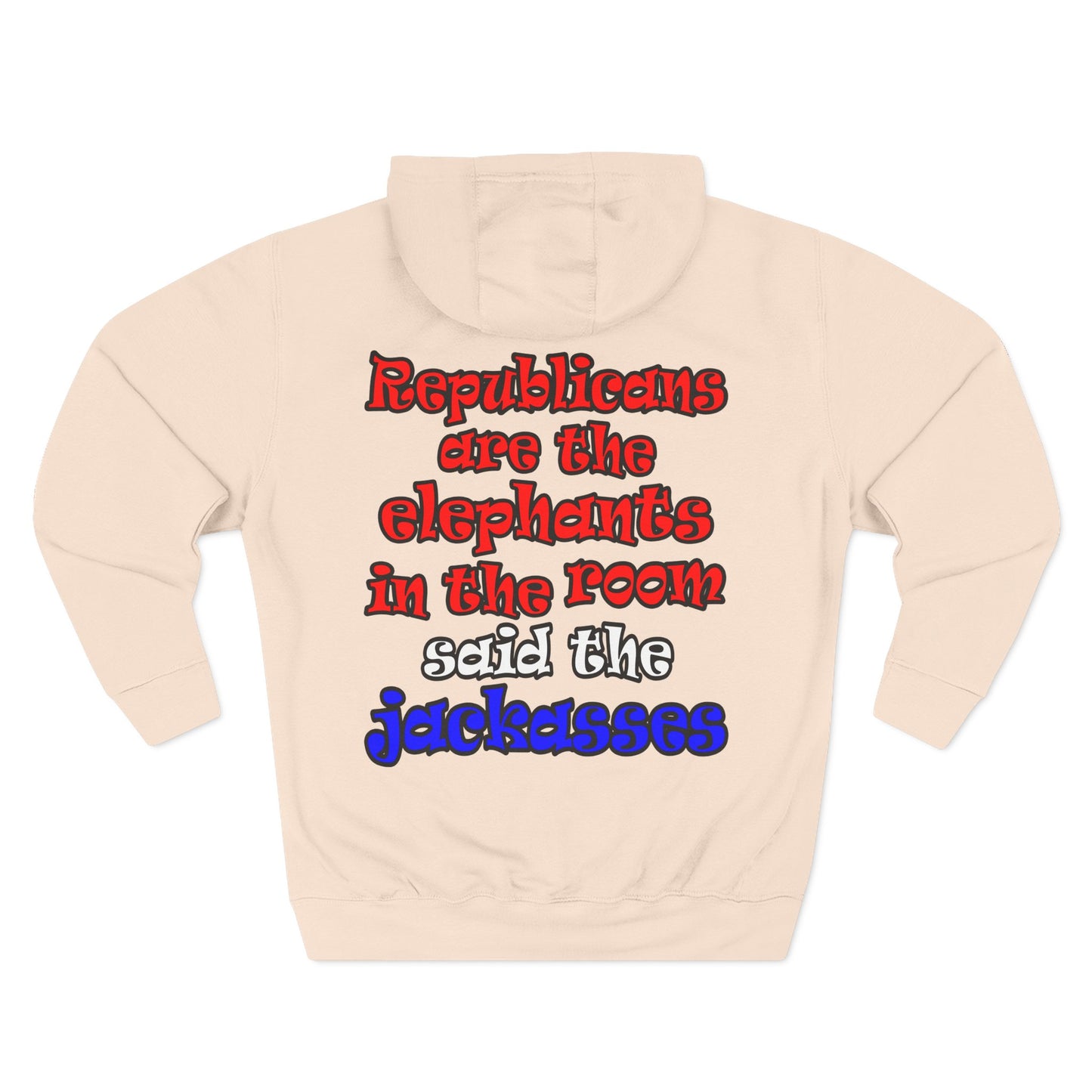 donkeys and elephants - Three-Panel Fleece Hoodie