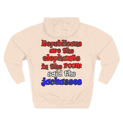 donkeys and elephants - Three-Panel Fleece Hoodie