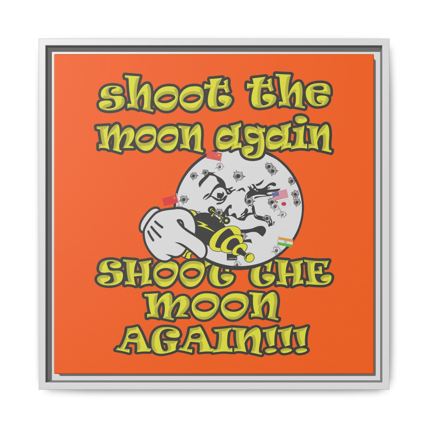 shoot the moon again - framed canvas art (orange)