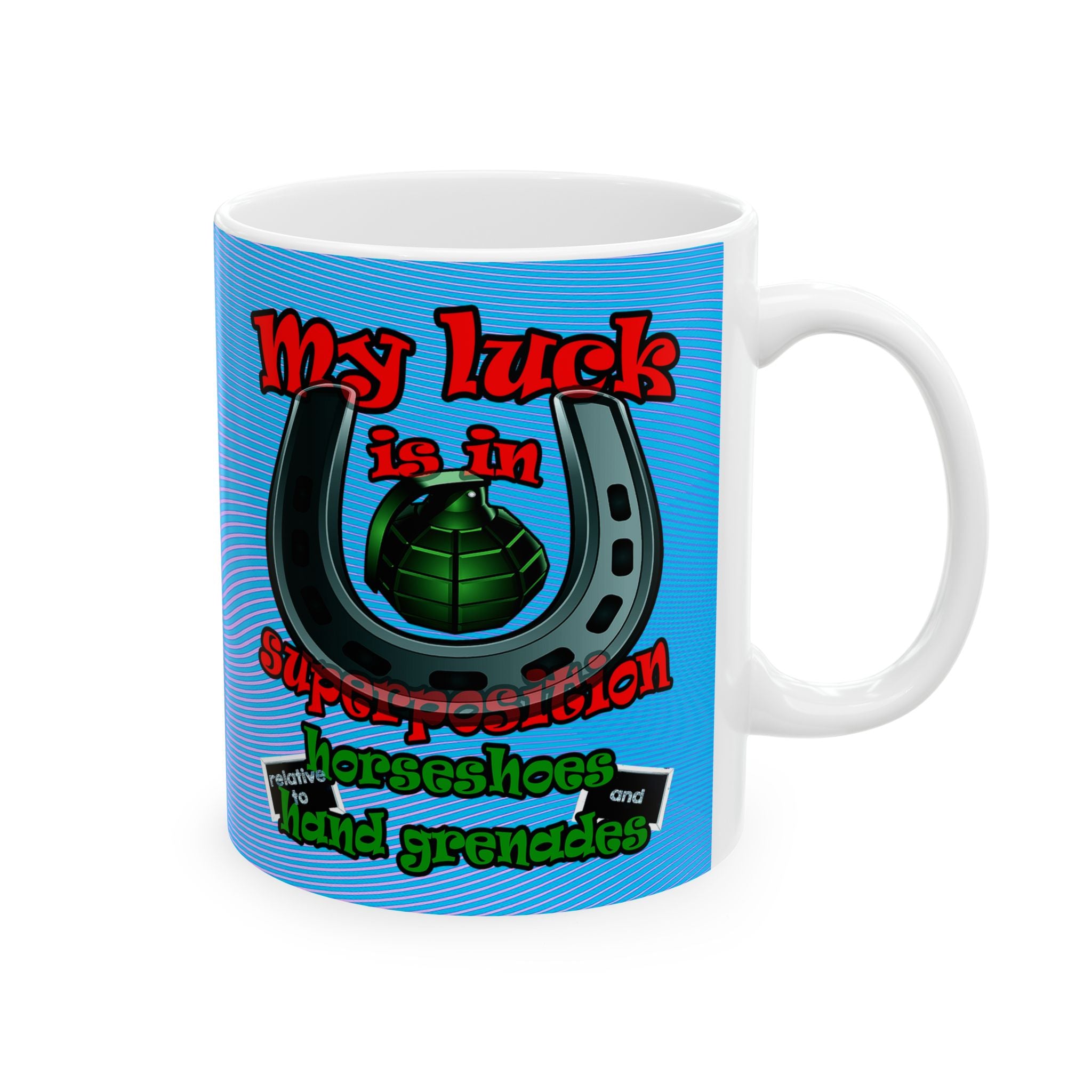 my luck - White Mug (light blue-purple wave)