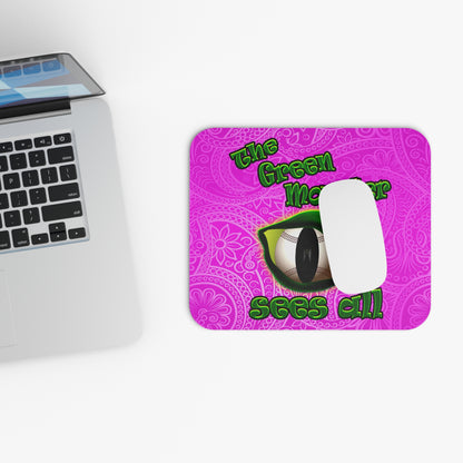 green monster - Mouse Pad (Rectangle) (pink swirl)