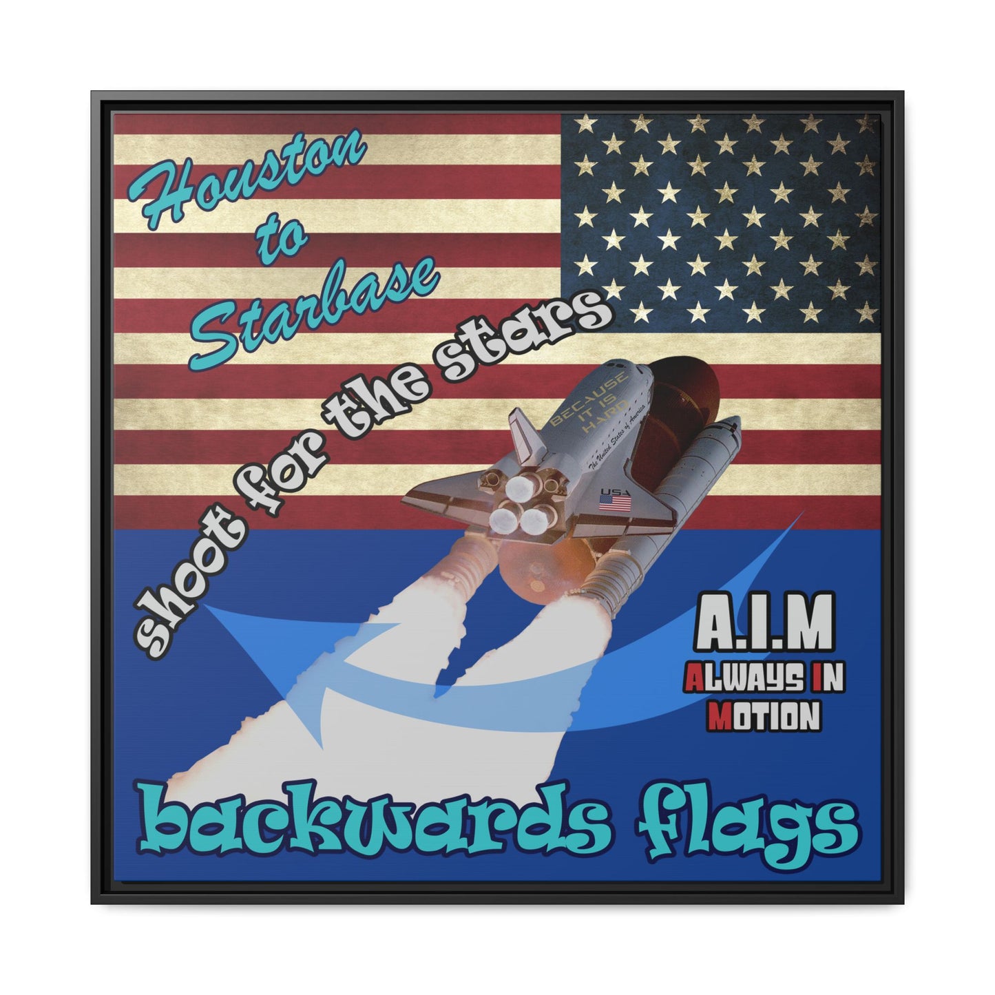 shoot for the stars - framed canvas art (dark blue)