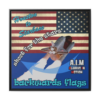 shoot for the stars - framed canvas art (dark blue)
