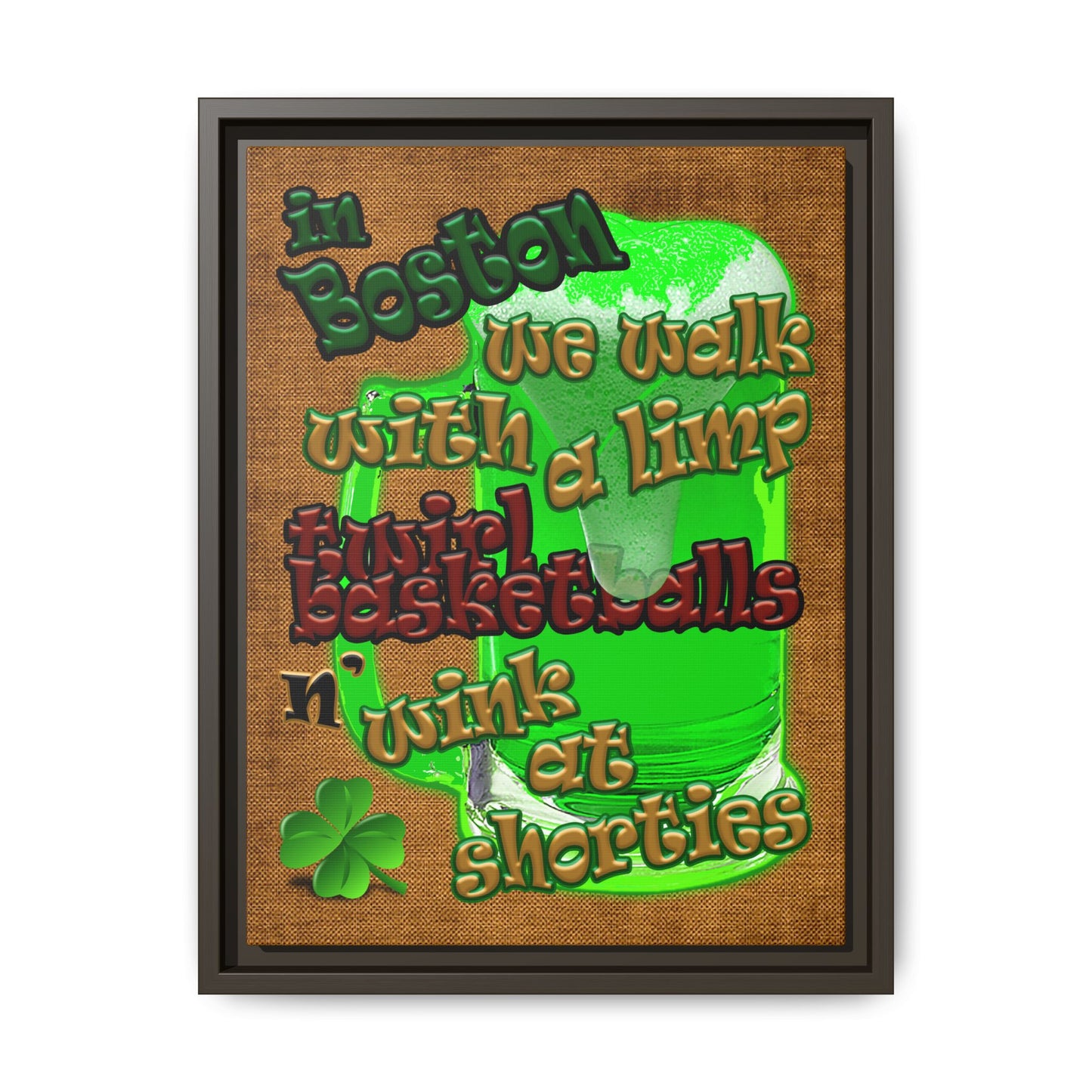 celtics logo - framed canvas art (brown papyrus)