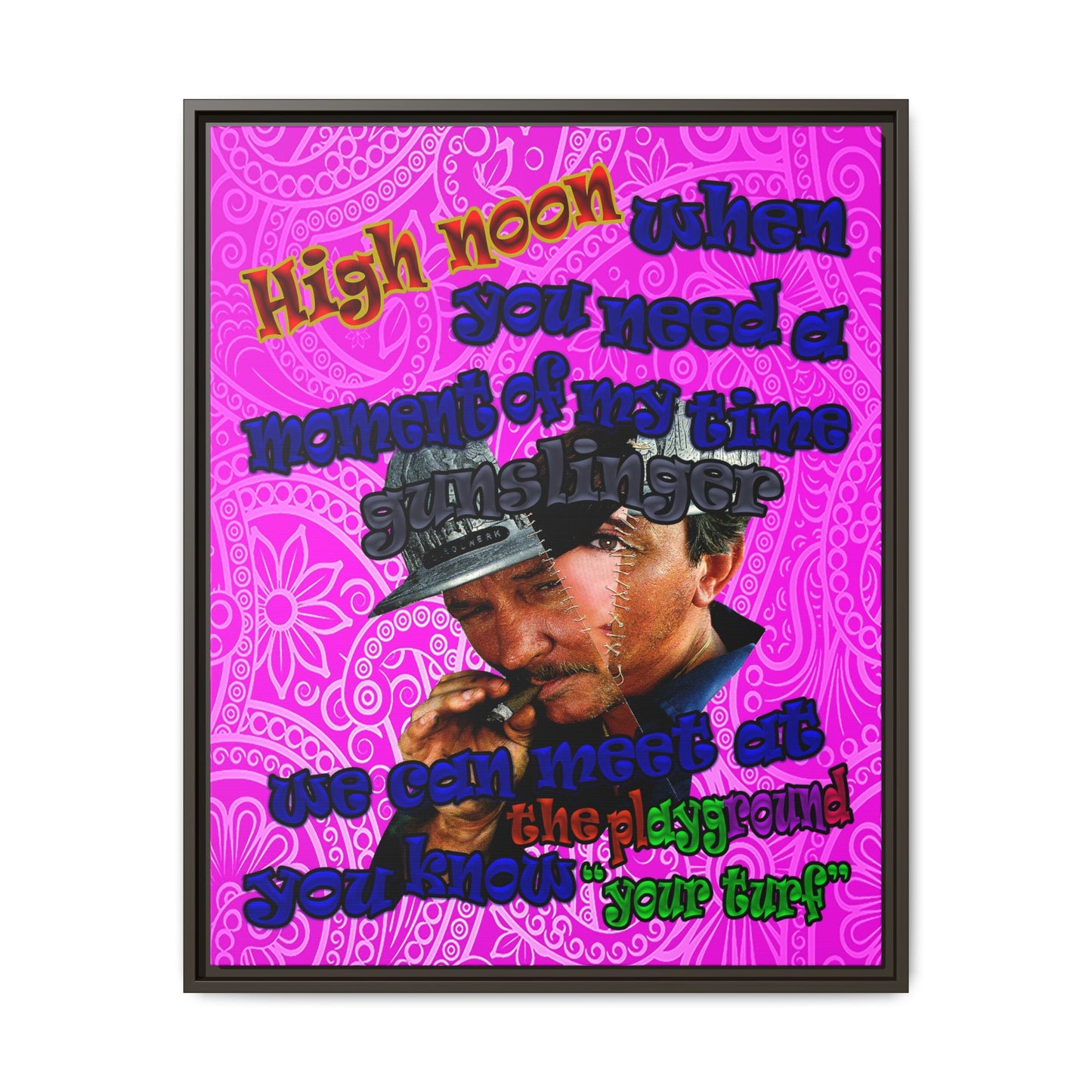 high noon - framed canvas art (pink swirl)