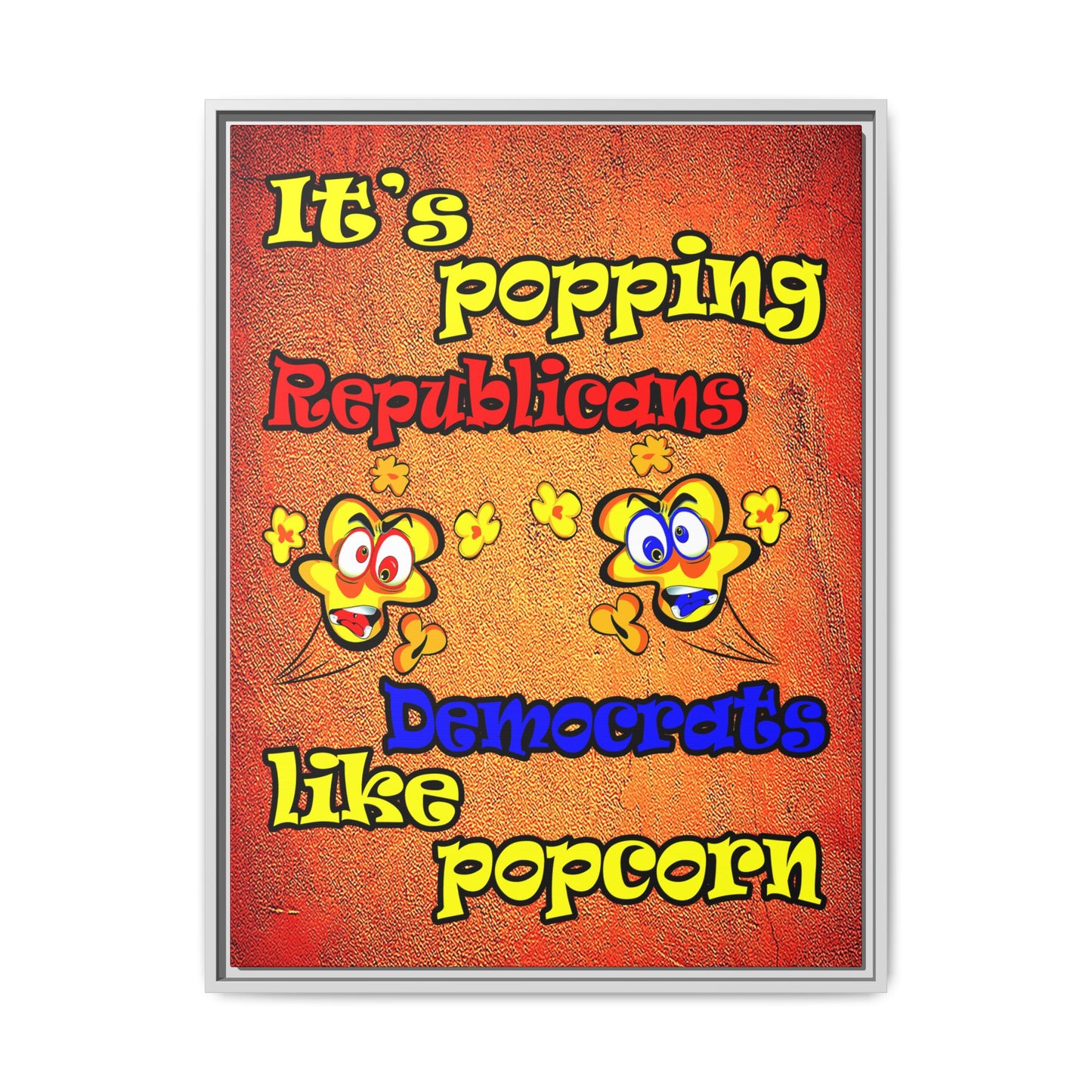 popping like popcorn - framed canvas art (burnt orange)