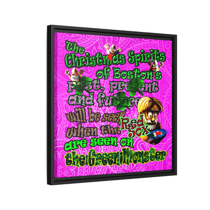 christmas spirits of boston - framed canvas art (pink swirl)