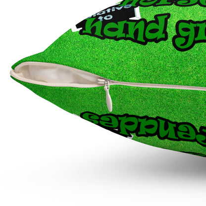 my luck - Spun Polyester Square Pillow - (green turf)