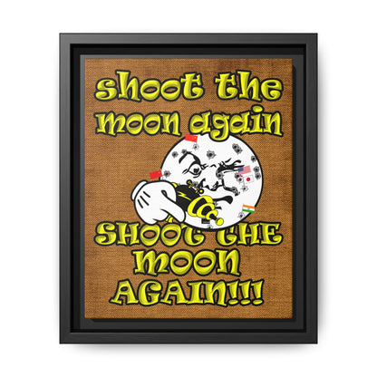 shoot the moon again - framed canvas art (brown papyrus)