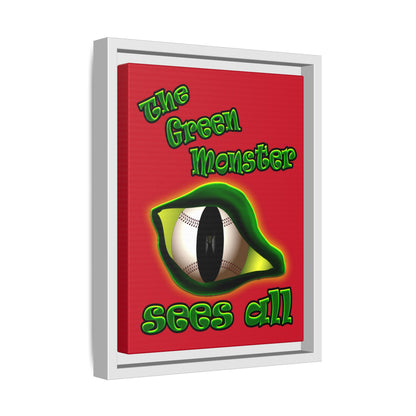green monster - framed canvas art (dark red)