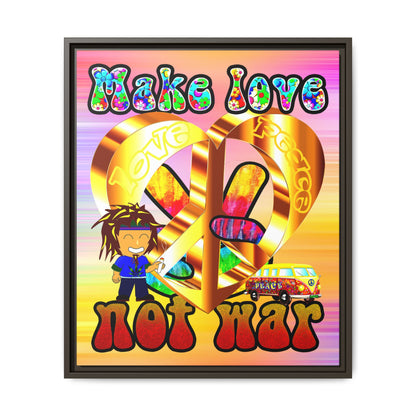 love peace - framed canvas art (color blur)