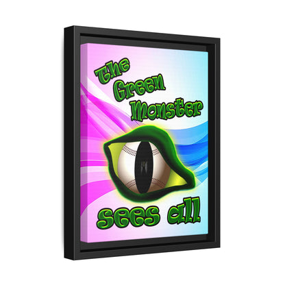 green monster - framed canvas art (light blue-pink wave)