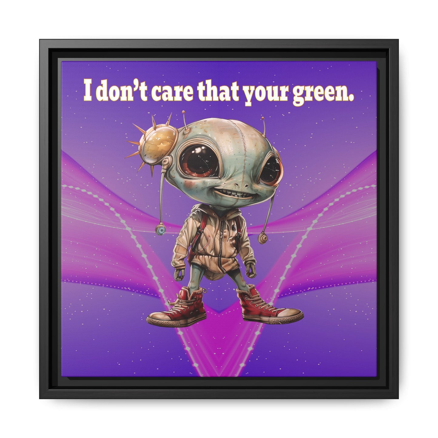 I don't care that your green - framed canvas art (purple-pink wave)