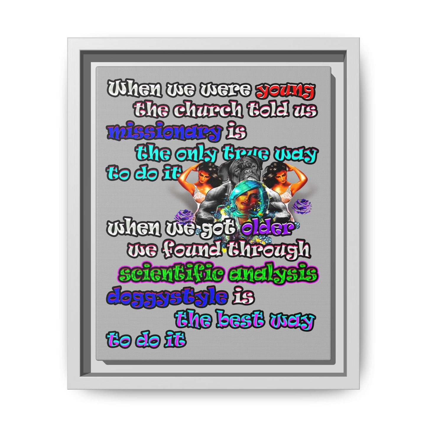 doggystyle - framed canvas art (light grey)