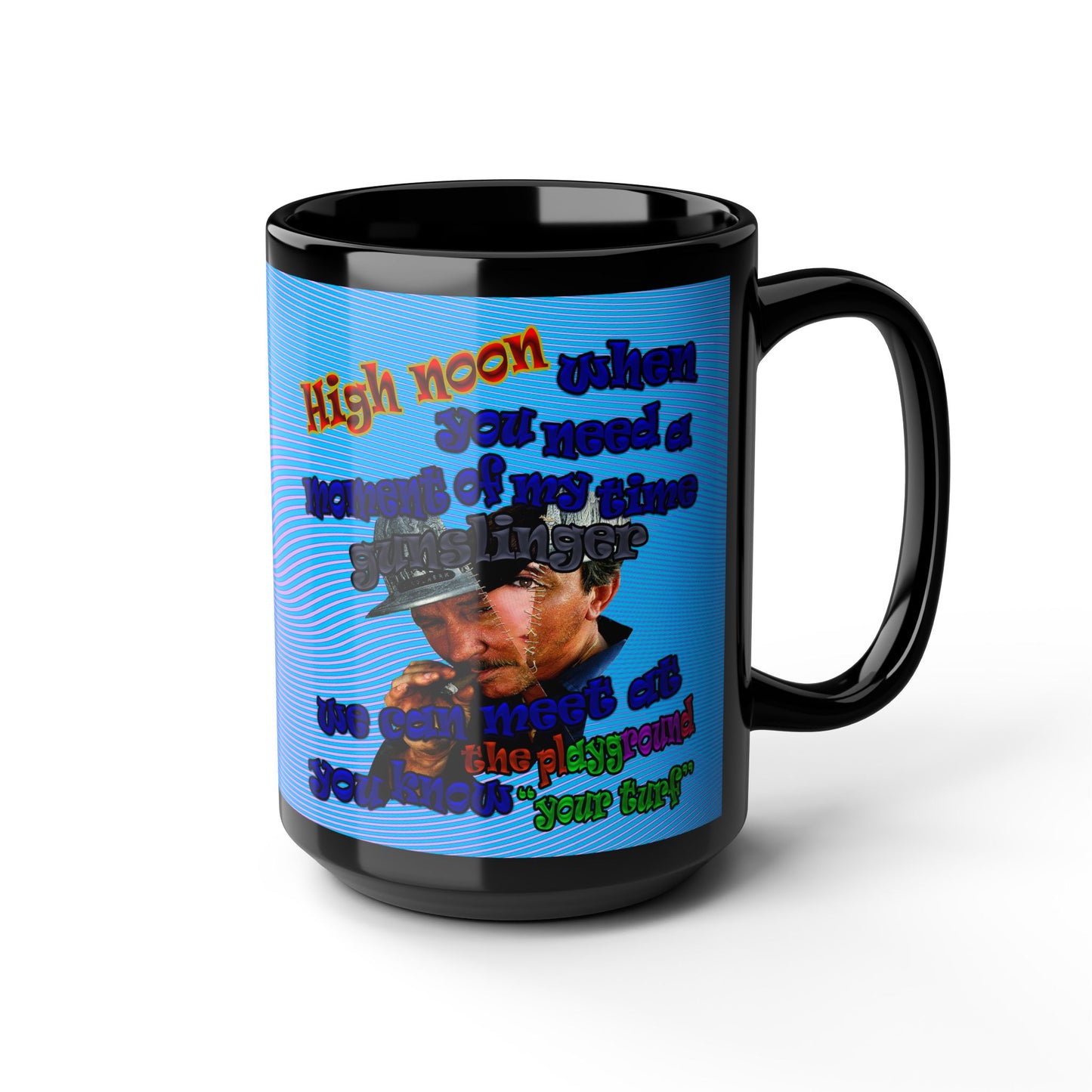 high noon - Black Mug (light blue-purple wave)