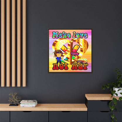 love peace - framed canvas art (color blur)