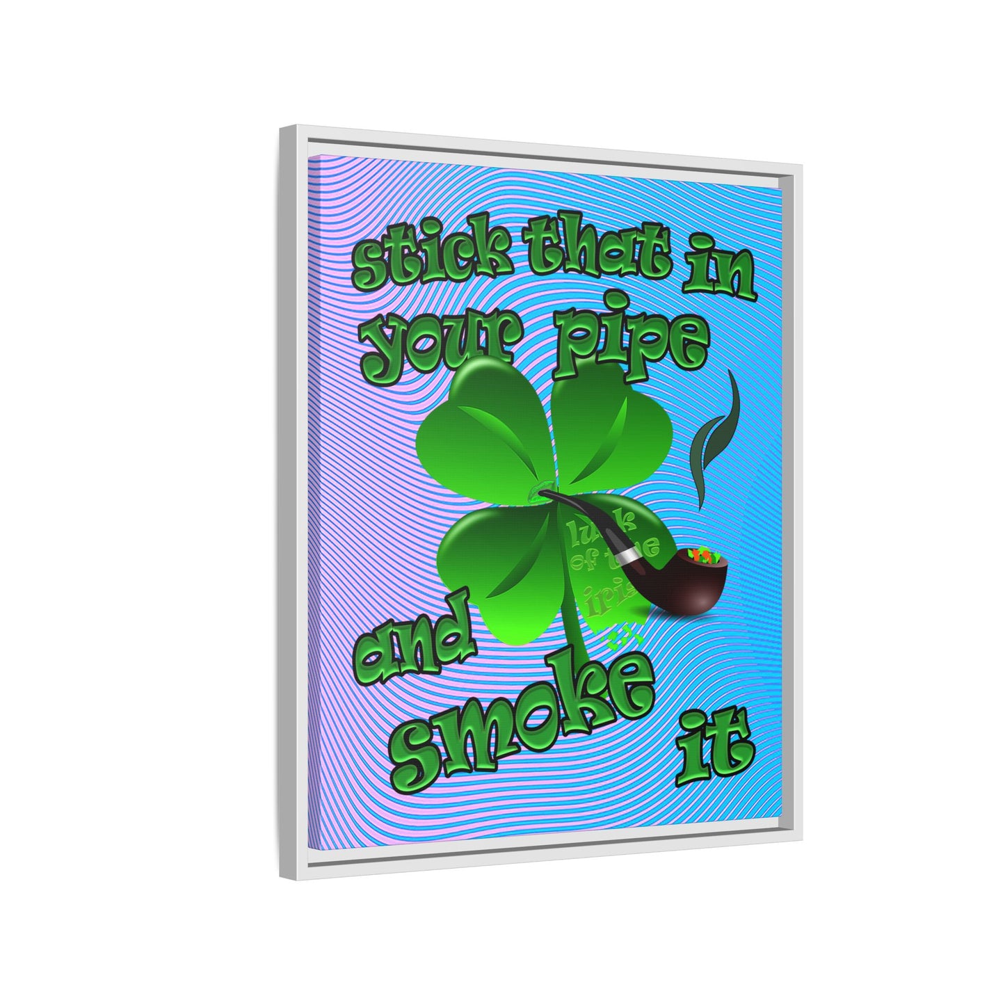 stick that in your pipe and smoke it - framed canvas art (light blue-purple wave)