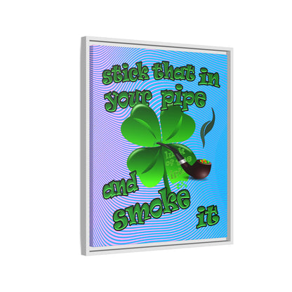 stick that in your pipe and smoke it - framed canvas art (light blue-purple wave)