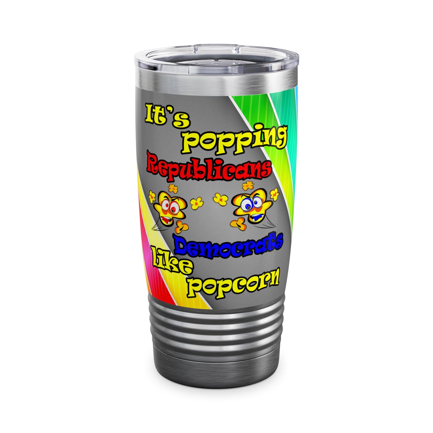 popping like popcorn - Ringneck Tumbler, 20oz (rainbow split)