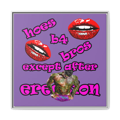 hoes b4 bros - framed canvas art (light purple)