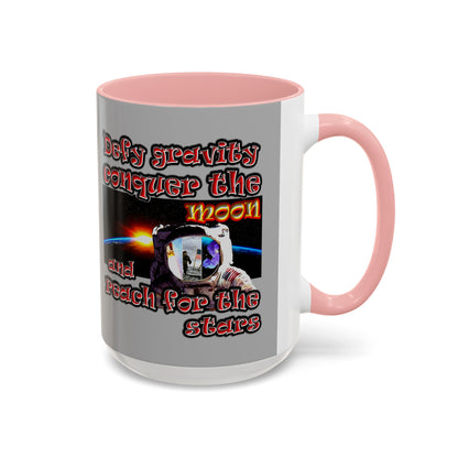 defy conquer reach - Accent Mug (light grey)