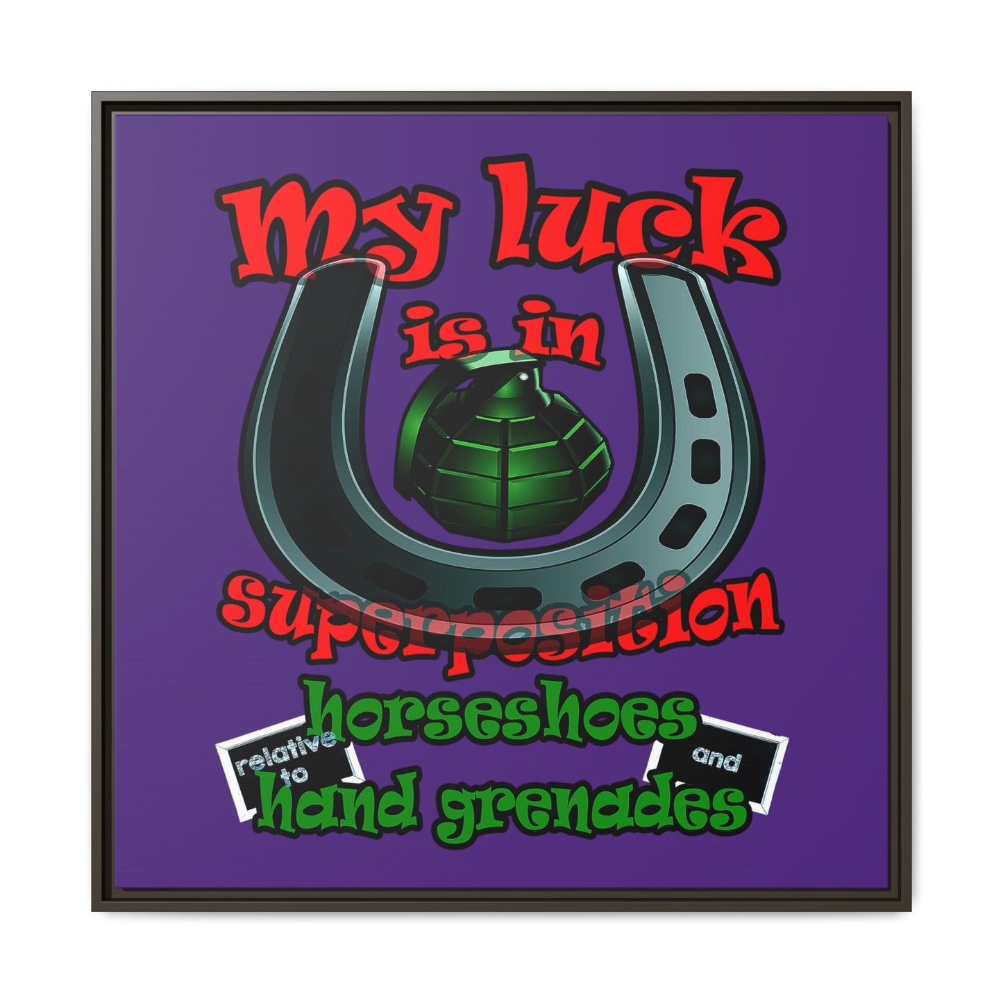 my luck - framed canvas art (purple)