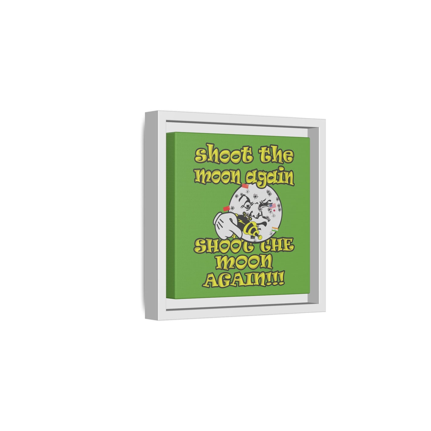 shoot the moon again - framed canvas art (green)