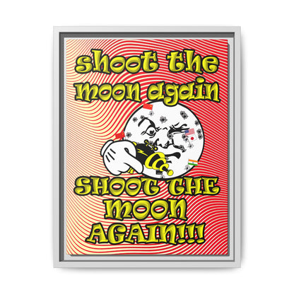 shoot the moon again - framed canvas art (yellow-orange wave)