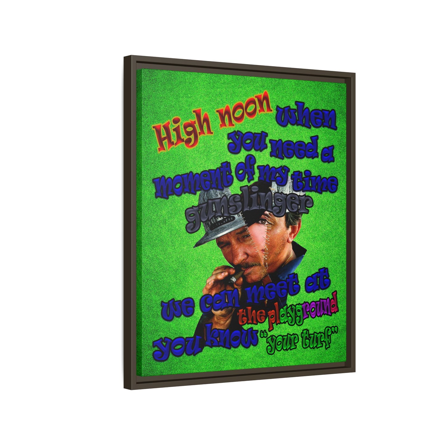 high noon - framed canvas art (green turf)