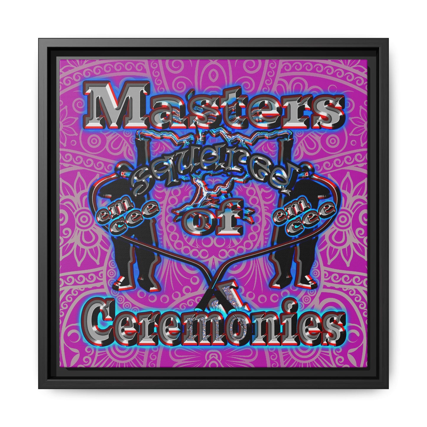 em cee squared - framed canvas art (pink swirl)