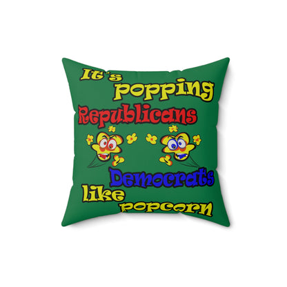 popping like popcorn - Spun Polyester Square Pillow - (dark green)