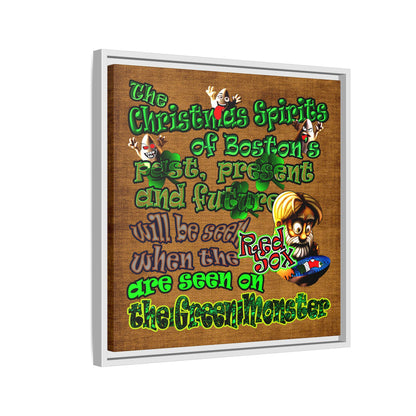 christmas spirits of boston - framed canvas art (brown papyrus)